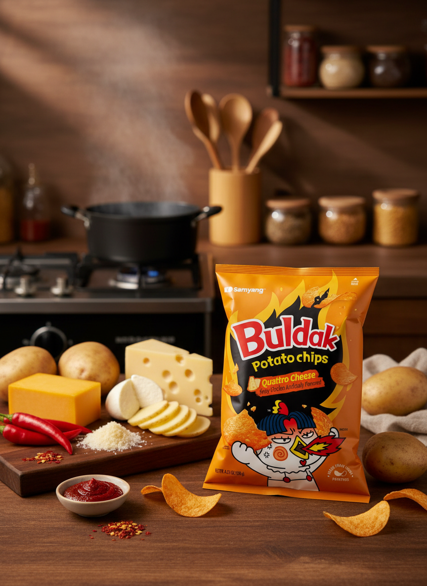 Buldak Potato Chips Quattro Cheese - Big Fat Mao
