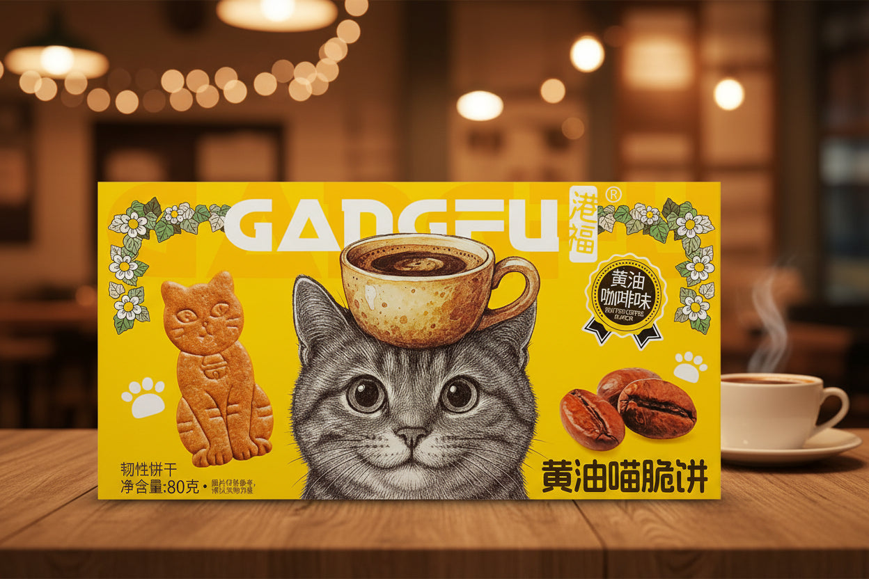 Gangfu Galletas de Gato Sabor Cafe con Mantequilla - Big Fat Mao
