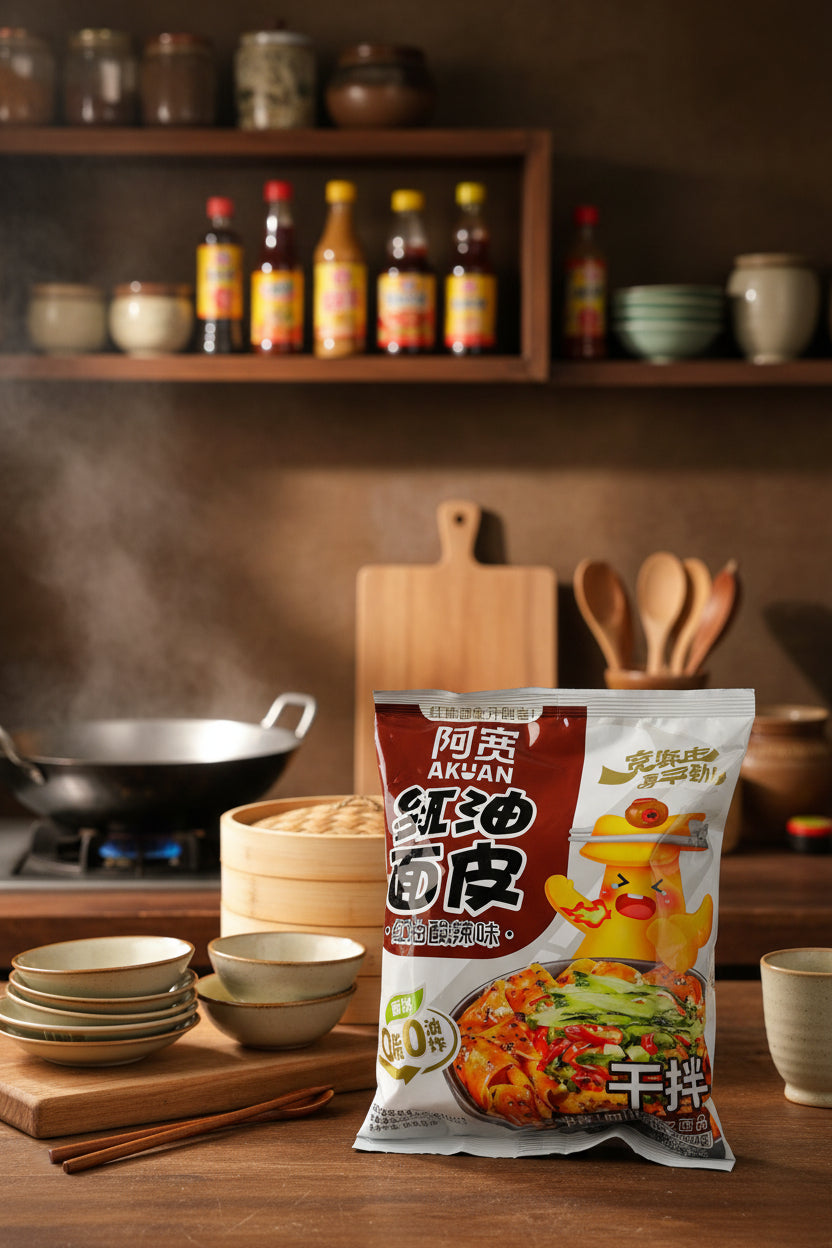Baijia Akuan piel de fideos en aceite rojo - Big Fat Mao