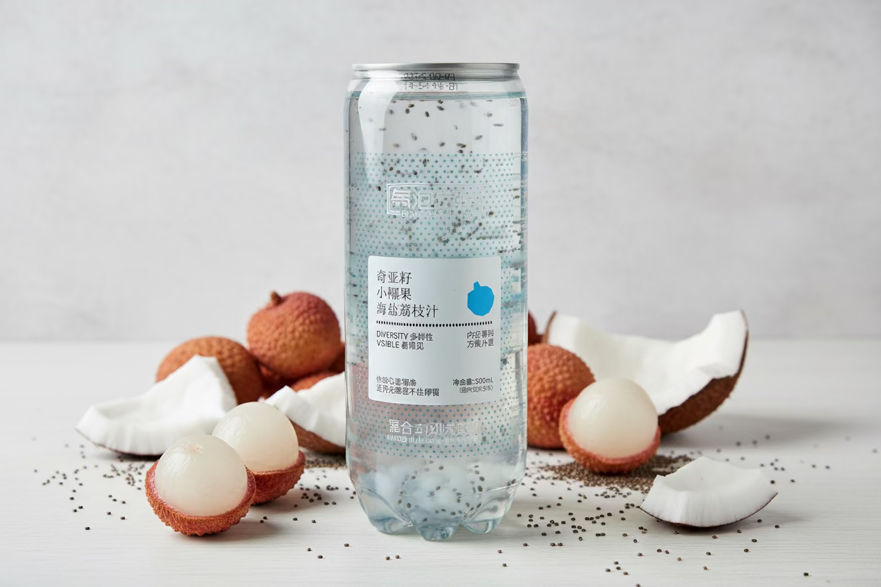 Bebida Lichi con Sal Marina, Trocitos de Coco y Chia - Big Fat Mao