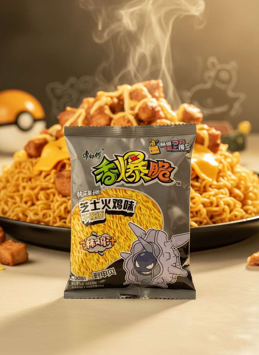 Ramen Frito Pokemon Sabor Pollo Asado y Queso - Big Fat Mao