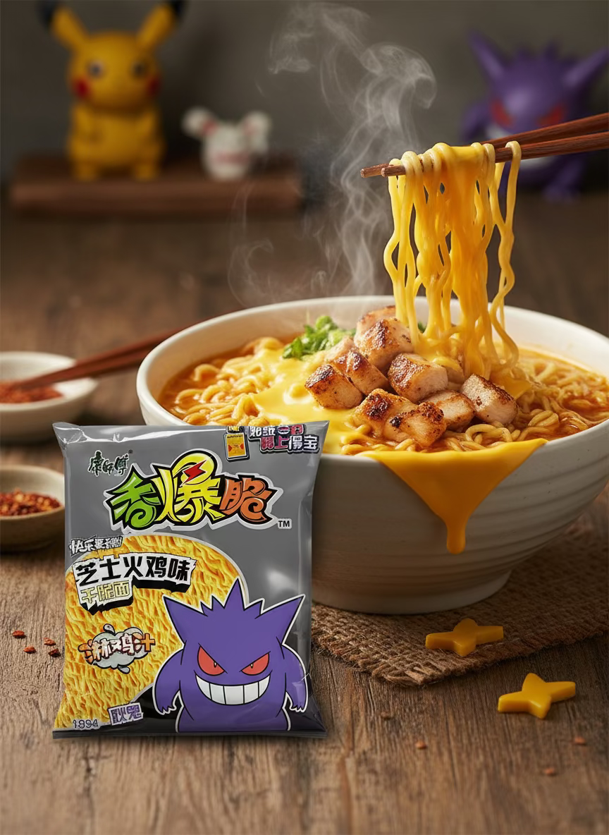 Ramen Frito Pokemon Sabor Pollo Asado y Queso - Big Fat Mao