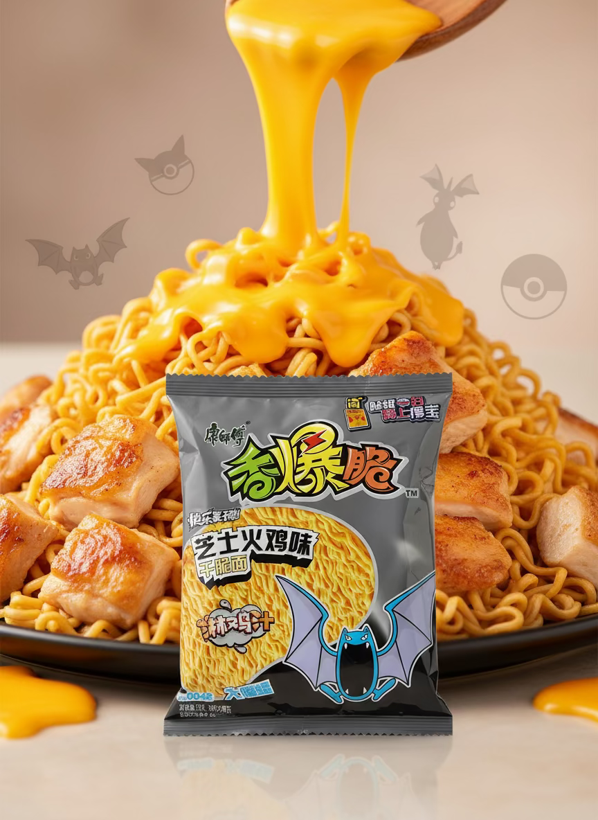 Ramen Frito Pokemon Sabor Pollo Asado y Queso - Big Fat Mao